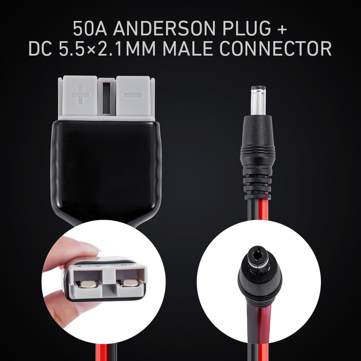 50A Anderson Plug + DC 5.5×2.1mm Male Connector 