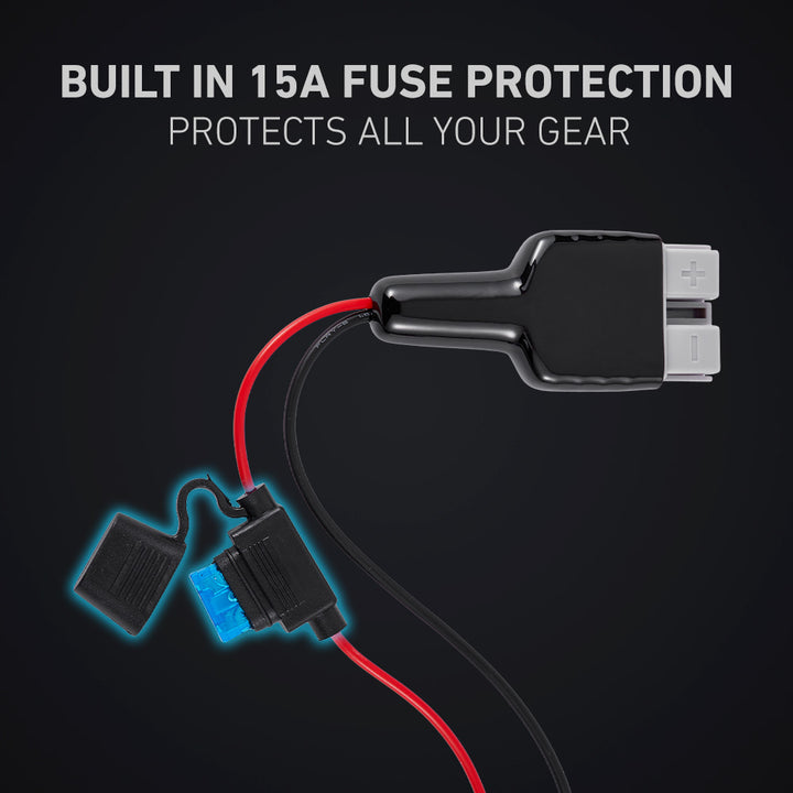 Built In 15A Fuse Protection Protects All Your Gear 