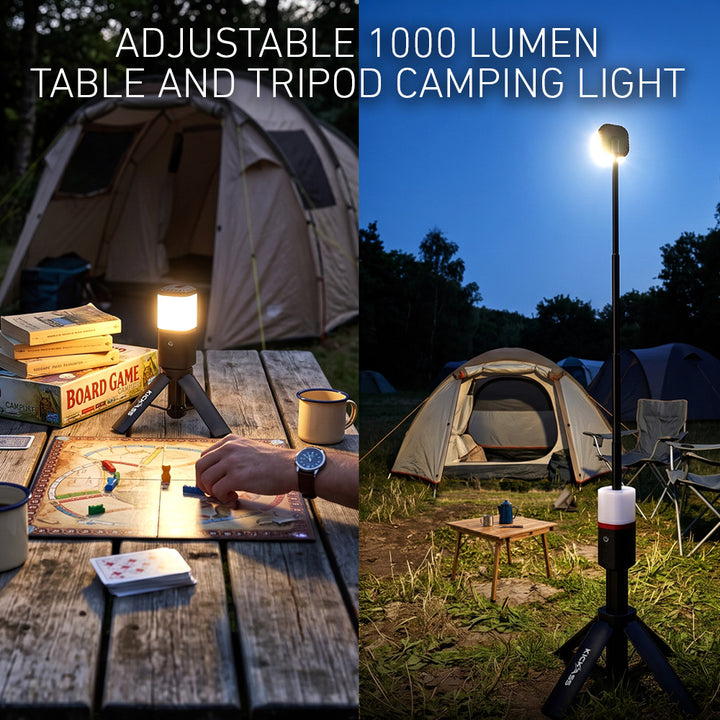 Adjustable 1000 Lumen Table and Tripod Camping Light 
