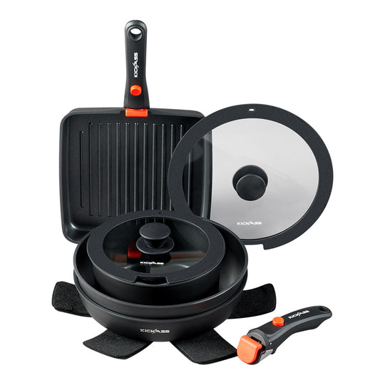 KickAss 8-Piece Non-Stick Cast Aluminium Camp Cooking Set