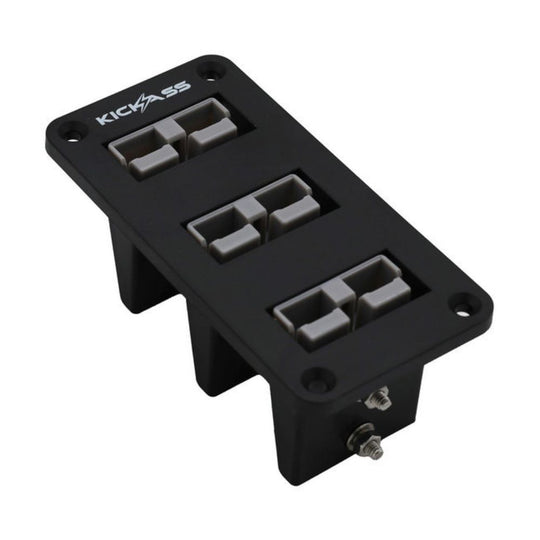 KickAss Triple 50A Anderson Flush Mount 2 Hole Panel | Grey 50A Connector