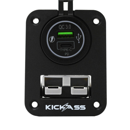 KickAss Double Flush Mount Housing - 50A Anderson Style Plug (USB A+C)