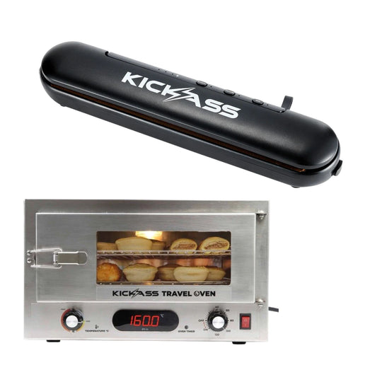 KickAss 12V 130W Portable Travel Oven + Lithium Vacuum Sealer Bundle