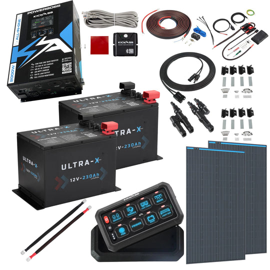 KickAss PowerBoss 2000W Off-Grid System with 460Ah Lithium Batteries, Bluetooth, Alternator Wiring Kit & Full Power Accessories Pack