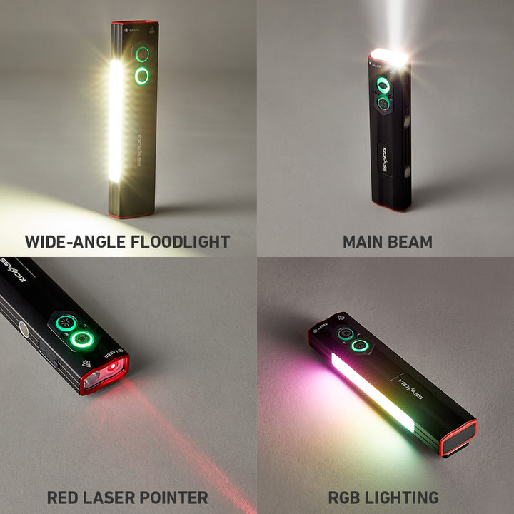 4-in-1 Light with Main Beam, Floodlight, Red Laser and RGB 