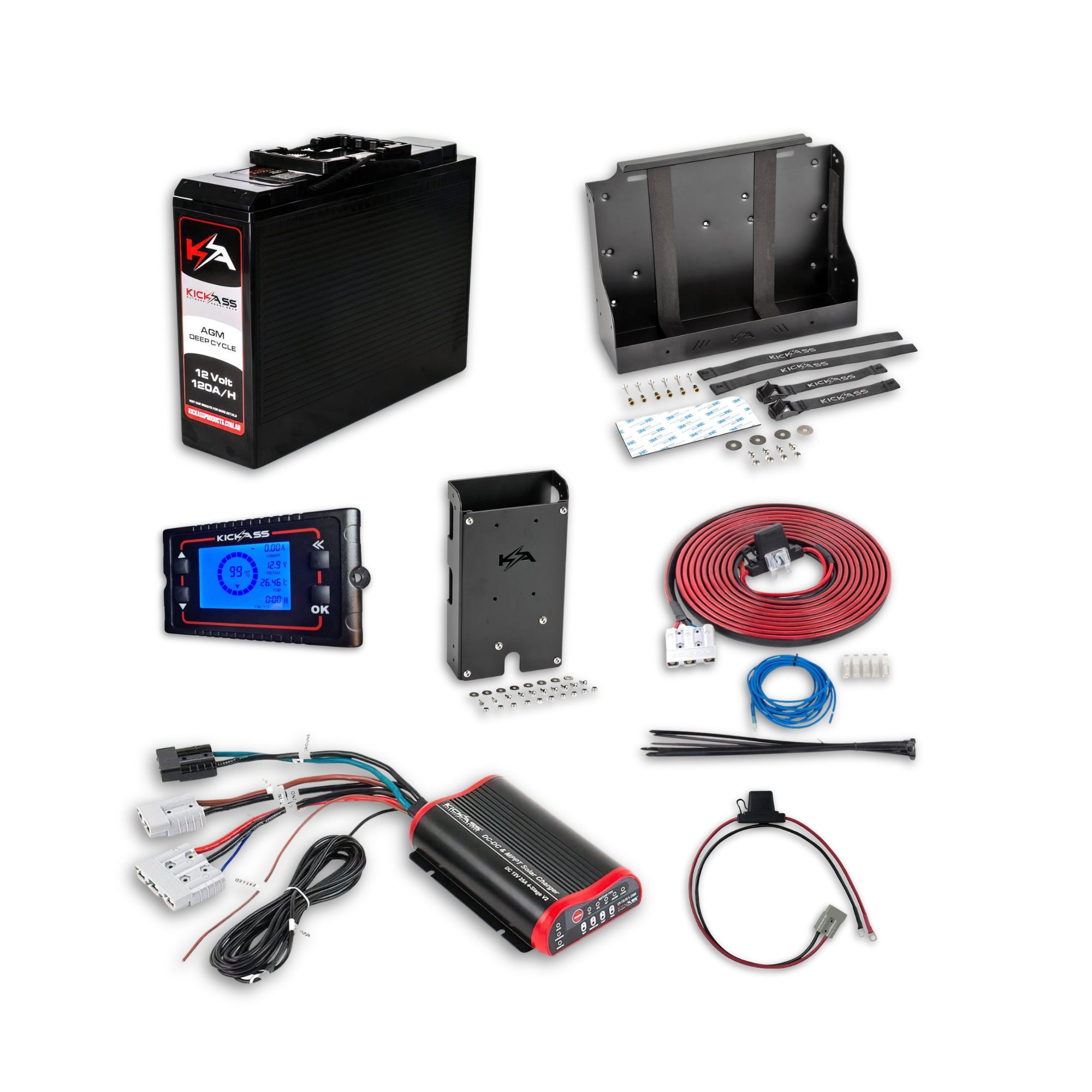 KickAss 120Ah Complete Slimline AGM Dual Battery Kit