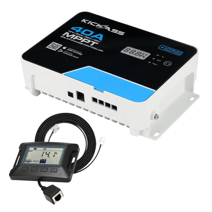 KickAss 40A 12V/24V/36V/48V MPPT Solar Charge Controller + Remote Cont