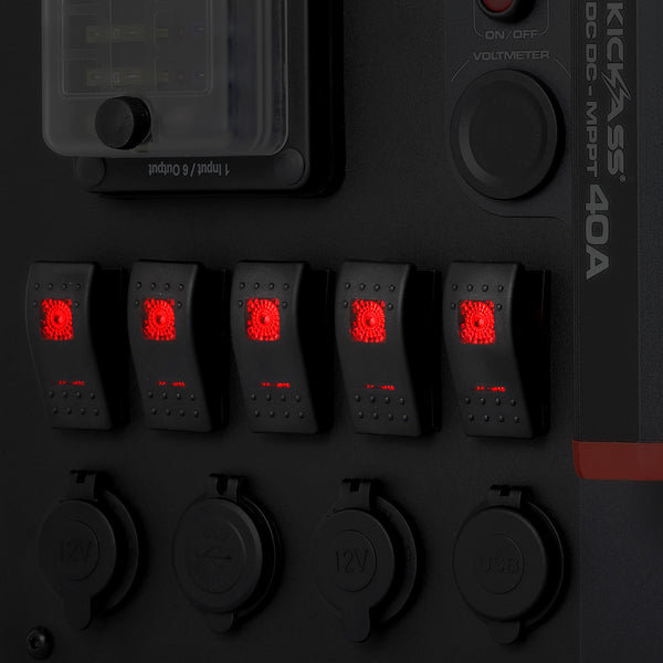 Five 20A Light Up Rocker Switches 