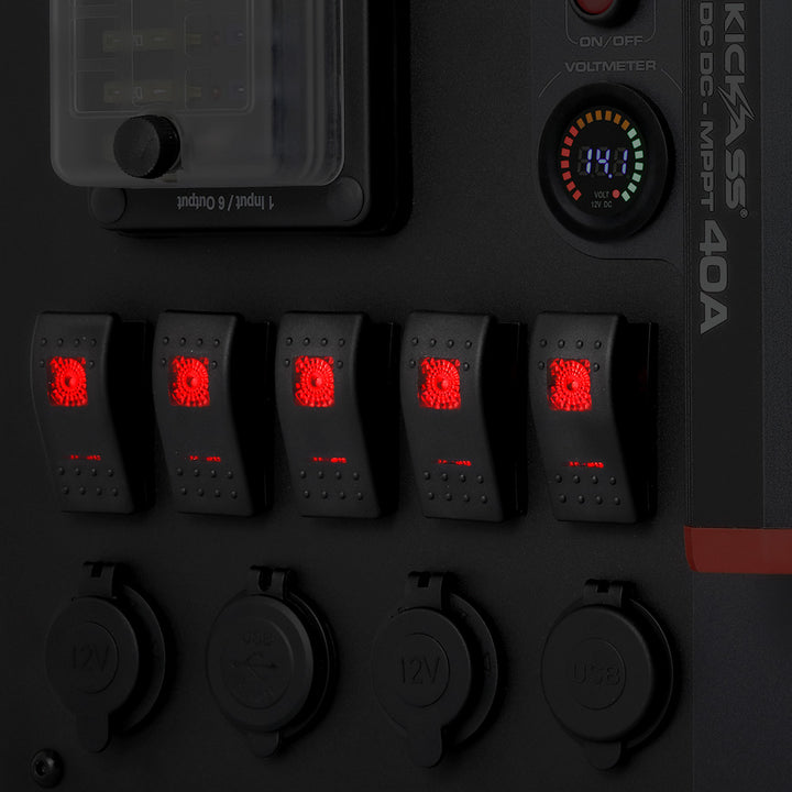 Five 20A Light Up Rocker Switches 