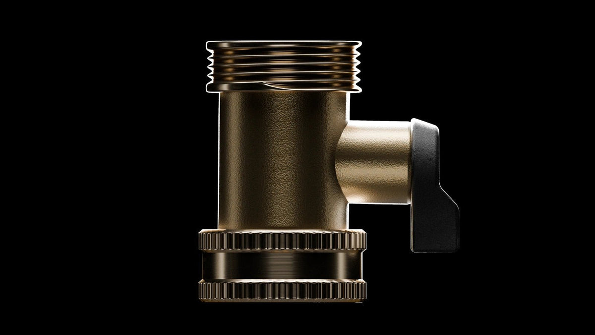 AquaBoss corrosion-resistant brass valve — side detail