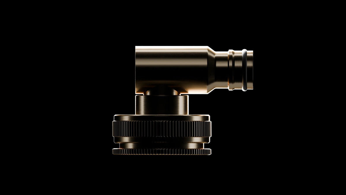 AquaBoss corrosion-resistant brass angled fitting detail