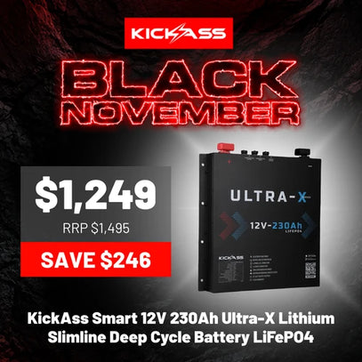 KickAss Smart 12V 230Ah Ultra-X Lithium Slimline Deep Cycle Battery LiFePO4 — Black November hero deal