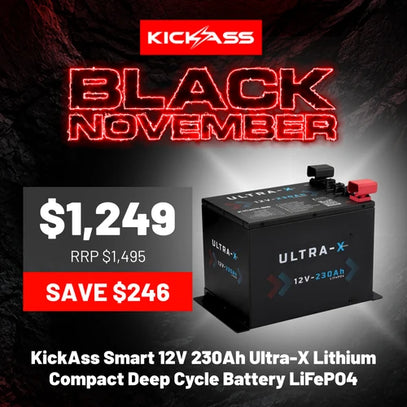 KickAss Smart 12V 230Ah Ultra-X Lithium Compact Deep Cycle Battery LiFePO4 — Black November hero deal