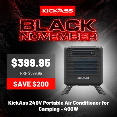 KickAss 240V Portable Air Conditioner for Camping - 400W — Black November hero deal