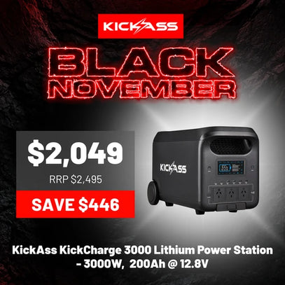 KickAss KickCharge 3000 Lithium Power Station - 3000W,  200Ah @ 12.8V — Black November hero deal