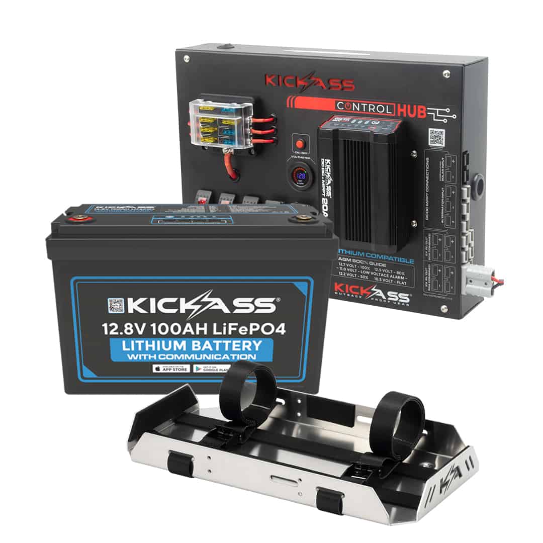 The KickAss 100Ah 12V Lithium Battery with Control Hub Package