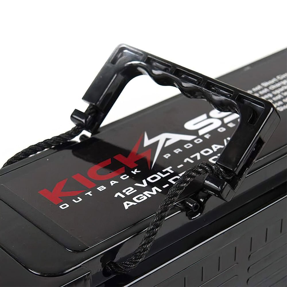 KickAss 12V 170Ah Deep Cycle AGM Battery Twin Pack With 32A AC Charger & Cables