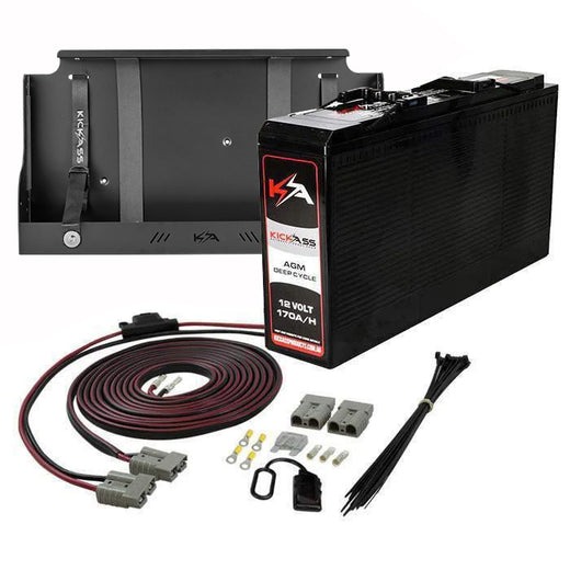 KickAss 12V 170Ah Slimline Deep Cycle AGM Battery Bundle with Tray & Wiring Kit