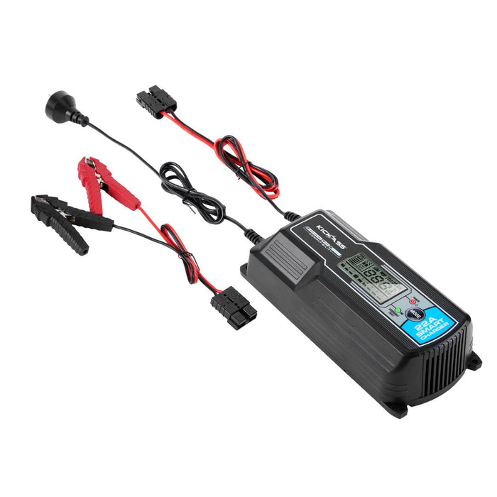 KickAss 12V 22Amp - 9 Stage Automatic Smart Battery Charger for Lead Acid, AGM & Lithium Batteries