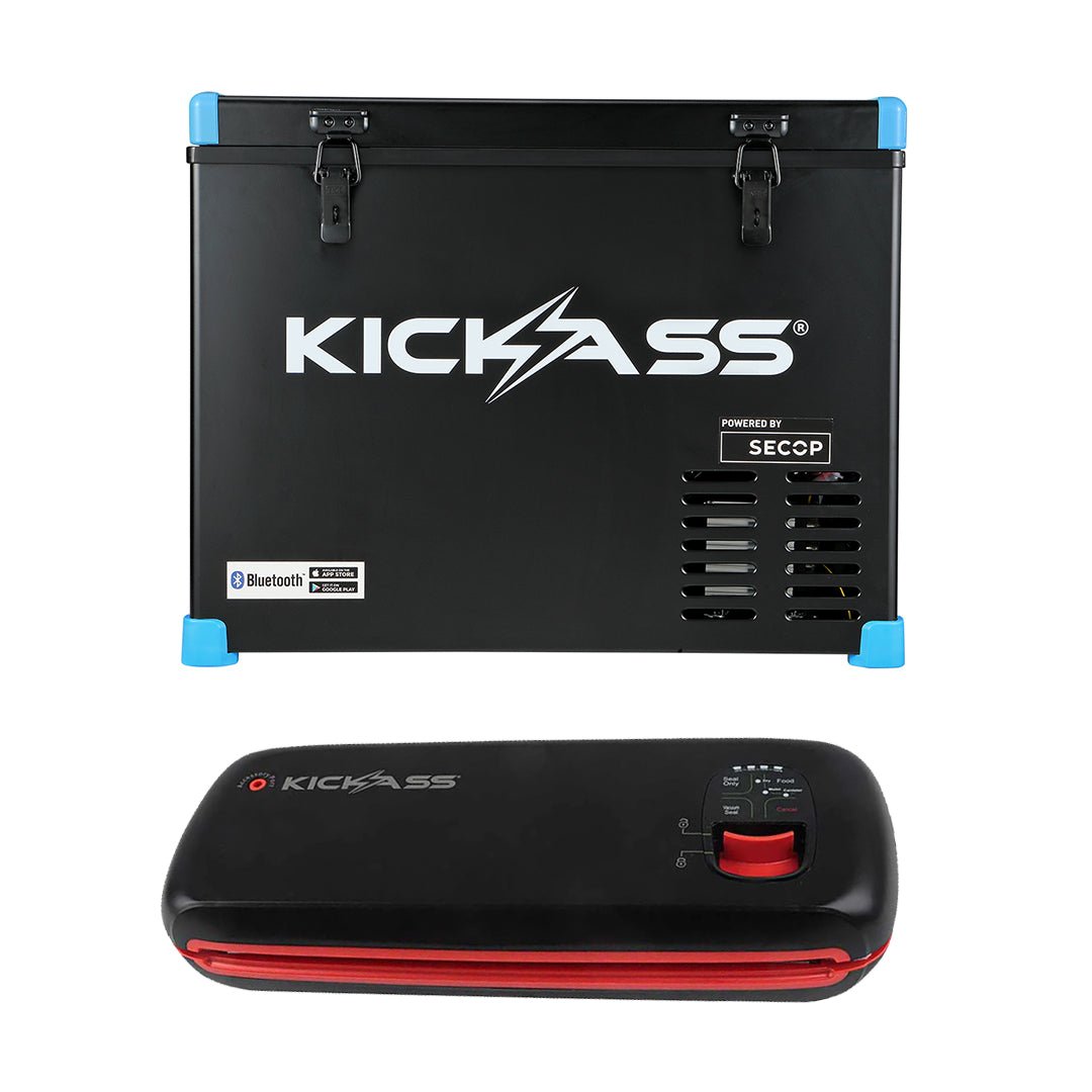 KickAss 45L Portable Camping Fridge/Freezer & Lithium Vacuum Sealer Combo