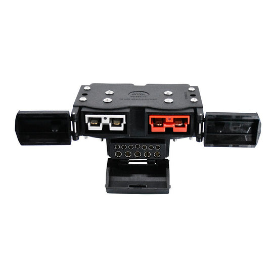 KickAss Products50A Anderson Style Dual Connector Cover with Mounted 12 - Pin Flat Socket + Quick Screw LED ConnectorsTV-202318-50-GR12S