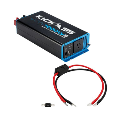 KickAss ProductsKickAss 1000W Pure Sine Wave Inverter + Premium Wiring Kit BundleKAINV1000WPREM01