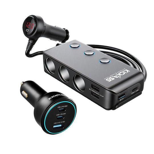 KickAss ProductsKickAss 100W Car Charger + 3 Way Cigarette Socket Splitter BundleKA100W-3WAY-BUNDLE