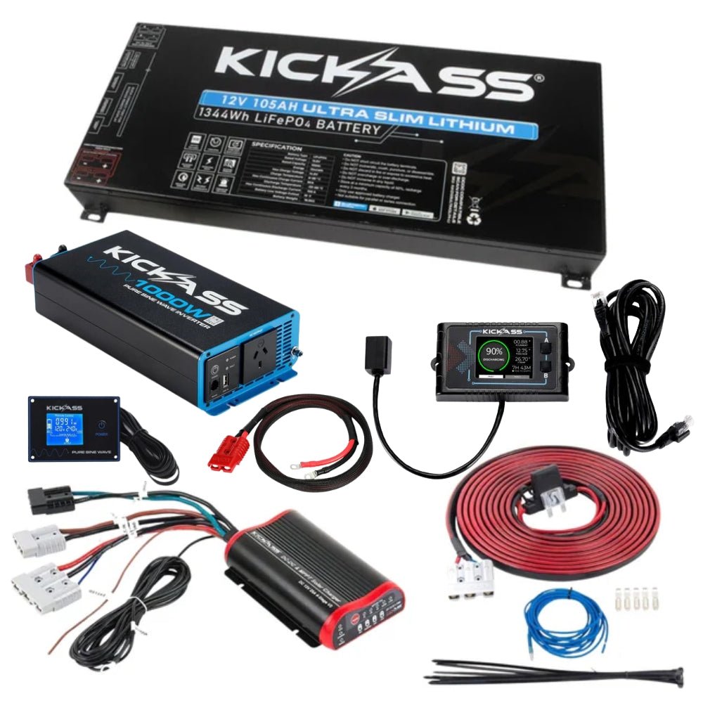 KickAss ProductsKickAss 105Ah Complete Ultra - Slim Lithium Dual Battery KitKA105COMPUSLIMLIDBK