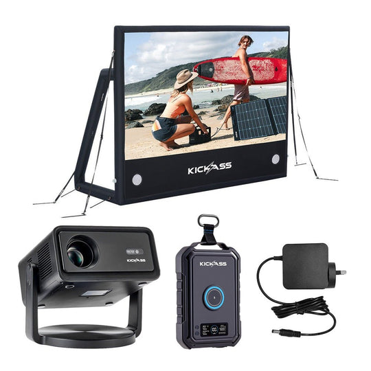 KickAss ProductsKickAss 120” Portable Outdoor Cinema AirScreen Bundle with Smart Projector, 12Ah Power Pack & AC AdapterBUNDLE-KAODCPAS120-KAPHUB-150