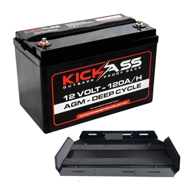 KickAss ProductsKickAss 120Ah 12V Deep Cycle AGM Battery + Tray BundleKA12120N70TRAY