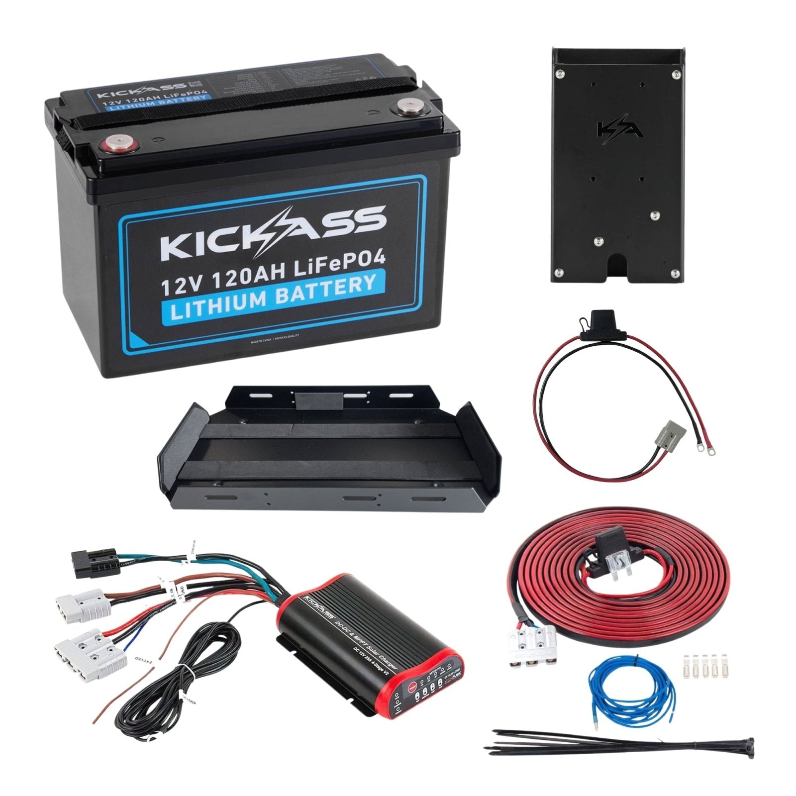 KickAss ProductsKickAss 120Ah Base Essential Lithium Dual Battery KitKA12120XBXTRAYDCDC