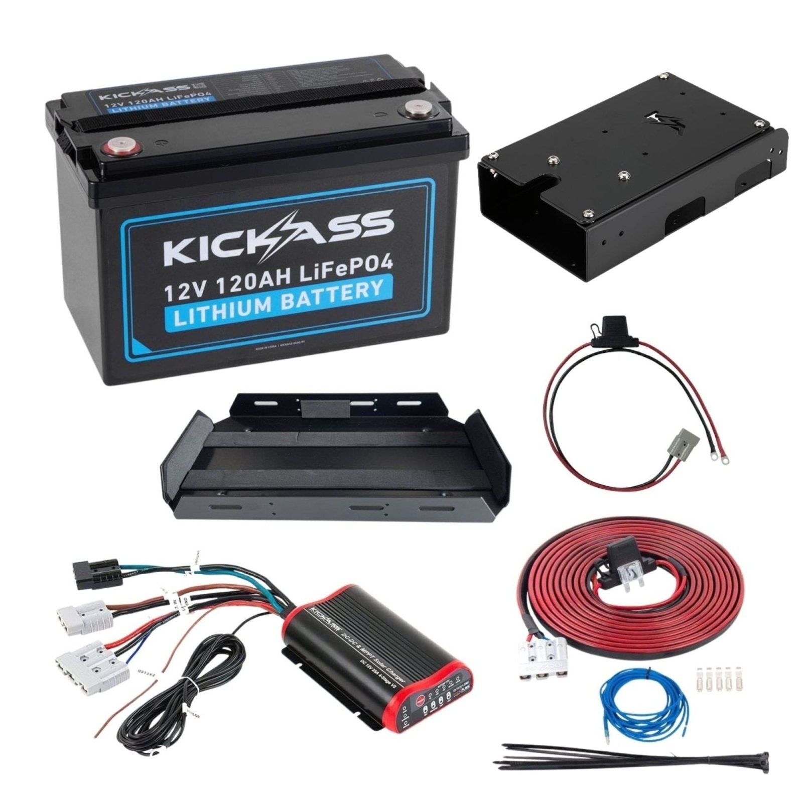 KickAss ProductsKickAss 120Ah Base Essential Lithium Dual Battery KitKA12120XBXTRAYDCDC