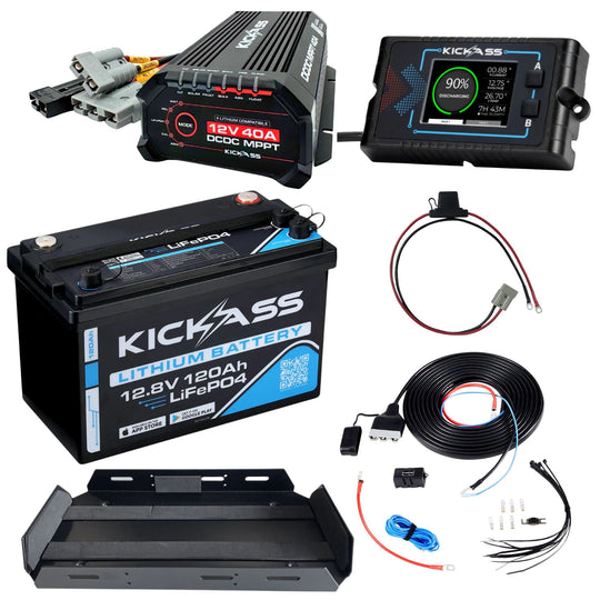 KickAss ProductsKickAss 120Ah Lithium Battery Kit with Display, 40A DCDC, Tray and WiringKA120AHLITH40ADISPKIT