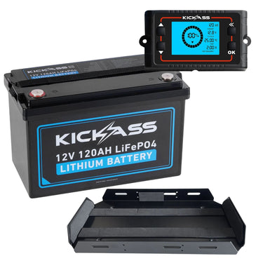 KickAss ProductsKickAss 120Ah Lithium Battery Kit with Shunt & Mounting TrayKA12120XB - SHUNT - TRAY