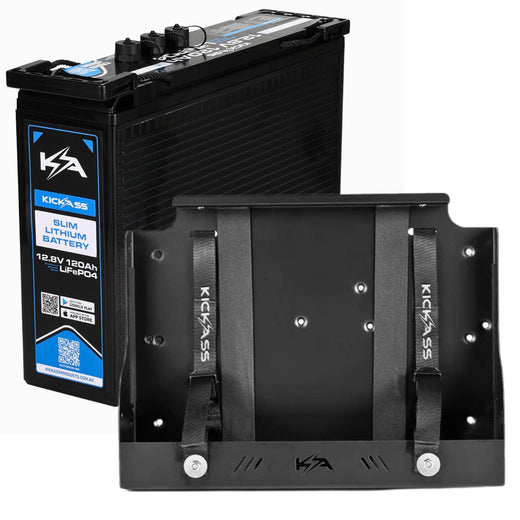 KickAss Smart 12V 120Ah Slimline Lithium Battery + Tray Bundle