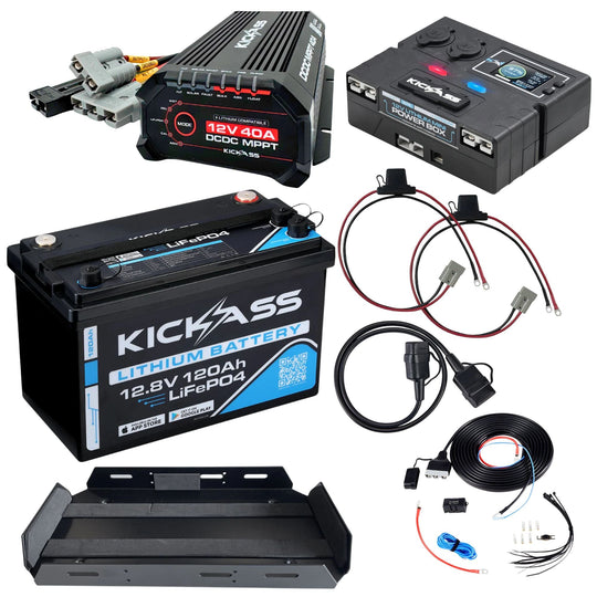 KickAss ProductsKickAss 120Ah Smart Lithium Power Kit with Control Box, 40A DCDC, Tray and WiringKA120AHLITH40ACNTRLKIT