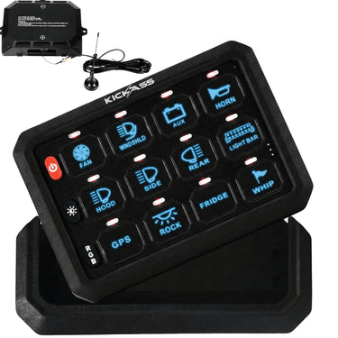 KickAss ProductsKickAss 12/24V 12 Gang Wireless Switch Panel with Magnetic Charging CradleKAWLSWPANEL-12-MKII