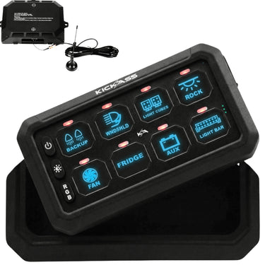 KickAss ProductsKickAss 12/24V 8 Gang Wireless Switch Panel with Magnetic Charging CradleKAWLSWPANEL-8-MKII