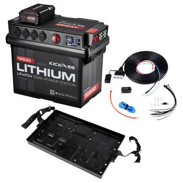 KickAss ProductsKickAss 125Ah Lithium Battery Box Premium Dual Battery Kit with Tray & Plug and Play WiringKABOX125LION-25A-DUALKIT