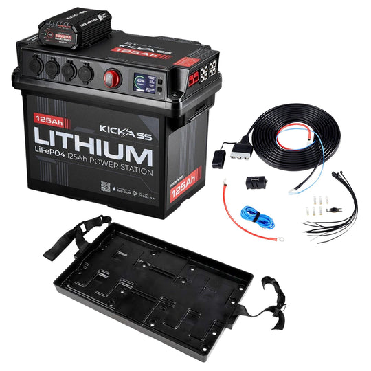 KickAss ProductsKickAss 125Ah Lithium Battery Box Premium Dual Battery Kit with Tray & Plug and Play WiringKABOX125LION-25A-DUALKIT