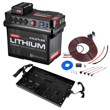 KickAss ProductsKickAss 125Ah Lithium Battery Box Premium Dual Battery Kit with Tray & Plug and Play WiringKABOX125LION-25A-DUALKIT