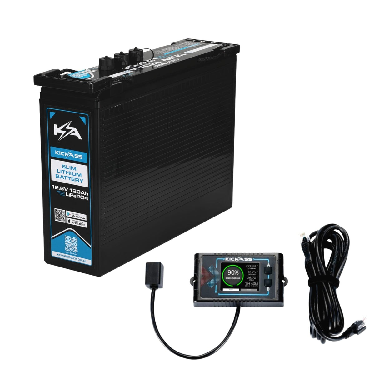 Battery Remote Module The KickAss 12V 120Ah LiFePo4 Slimline Lithium Battery & Remote Display ...