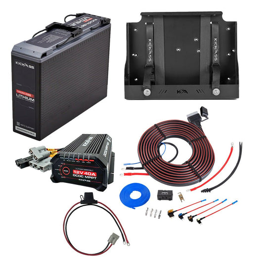 KickAss ProductsKickAss 12V 120Ah Lithium Essentials Dual Battery Kit with DCDC Charger, Wiring Kit & Battery TrayKA-12120SLIMXB-DCDC40ABT-WIRING