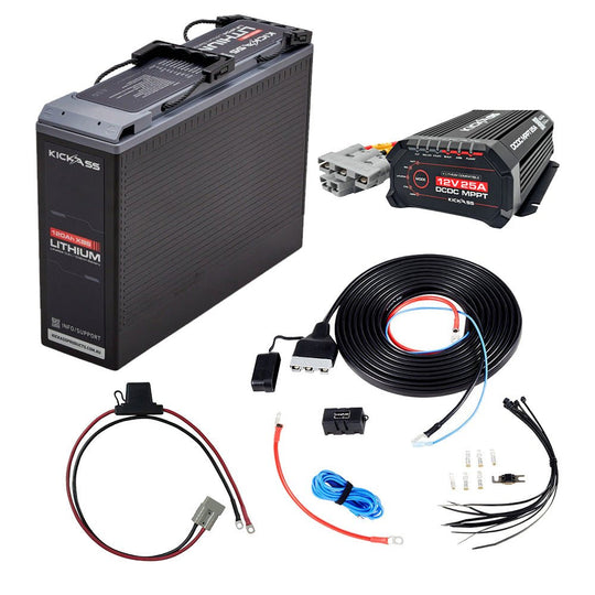 KickAss ProductsKickAss 12V 120Ah Lithium Essentials Dual Battery Kit with DCDC Charger & Wiring KitKA-12120SLIMXB-DCDC-WIRING