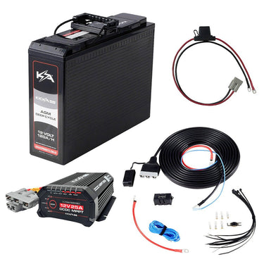 KickAss ProductsKickAss 12V 120Ah Slimline AGM Essentials Dual Battery Kit with 25A DCDC Charger, Wiring Kit and Maxi Fuse HolderKADBKIT120SLIMAGM