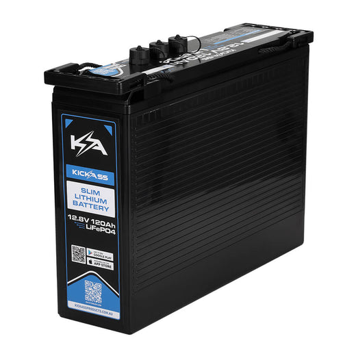 KickAss Smart 12V 120Ah Lithium Slimline Deep Cycle Battery LifePO4