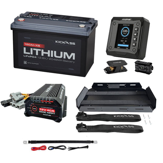 KickAss ProductsKickAss 12V 160Ah Deep Cycle Battery Bundle with DCDC Charger, Smart Shunt & Battery TrayKA-12160XBN70-DCDC-MON-TRAY
