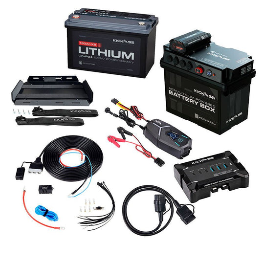 KickAss ProductsKickAss 12V 160Ah Lithium Battery Box Bundle with DCDC Charger, ACDC Charger & Wiring KitKA-160AHLIT-DCDC-BATTERY-CHG