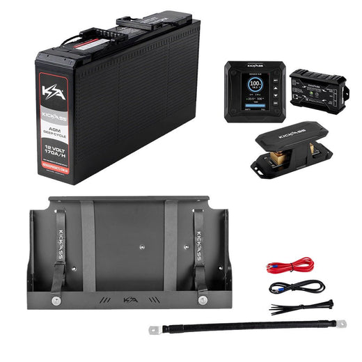 KickAss 12V 170Ah Slimline AGM Battery Bundle with Smart Shunt, Slimline Tray and Power Connections Kit