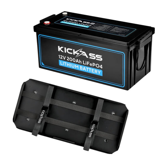 KickAss 12V 200Ah Deep Cycle Lithium Battery + Tray Bundle